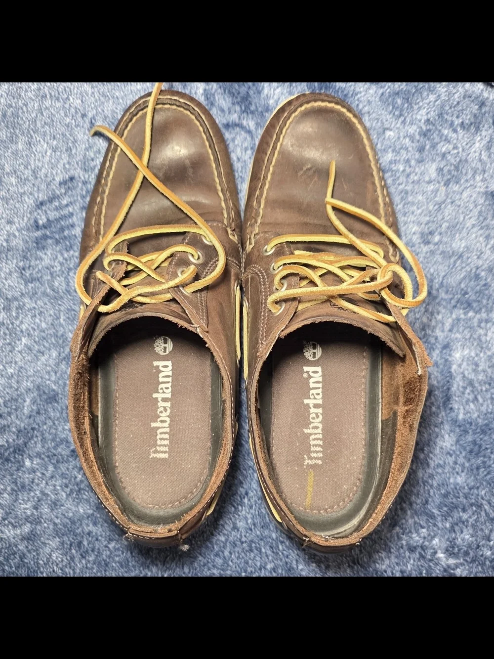 Timberland Dark Brown Leather Boat Shoes with Cream Sole
